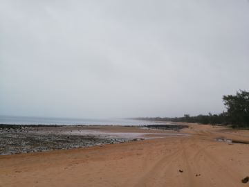 An empty beach on a gloomy day