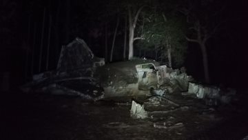 Plane wreck at night